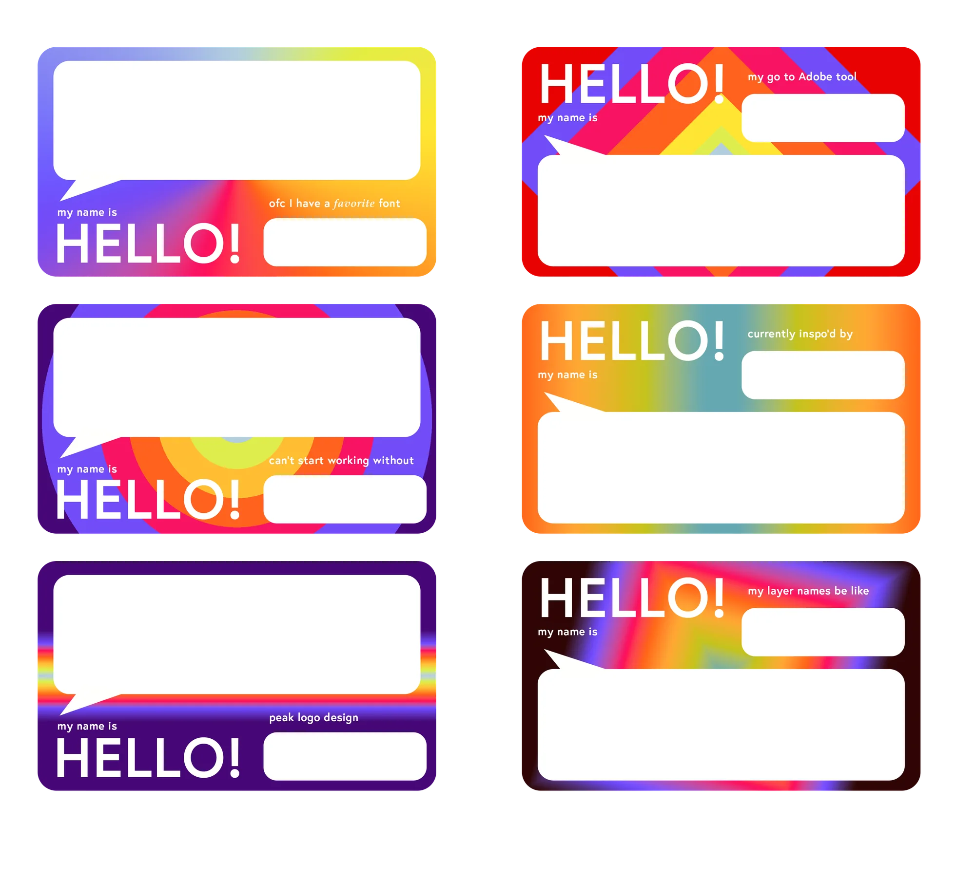 Adobe meetup name tag design